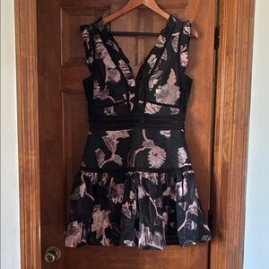 Rebecca Taylor Black and Pink Floral Mini Dress !!from Saks Fifth Avenue